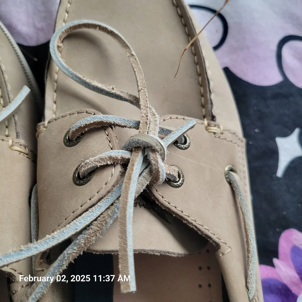 Rugged Shark Tan Leather Boat Shoes, Mens 11.5, EUC